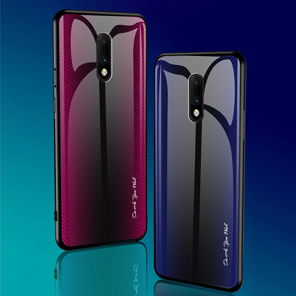 Для Oneplus 7 модный ударопрочный бампер из закаленного стекла с градиентным цветом для Oneplus 7 Pro Coque