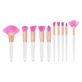 

10pcs Makeup Brushes Set White Gold Handle Pink For Powder Contour Blusher Liquid Cream Eyeshadow Cosmetics Brushes tools T10021