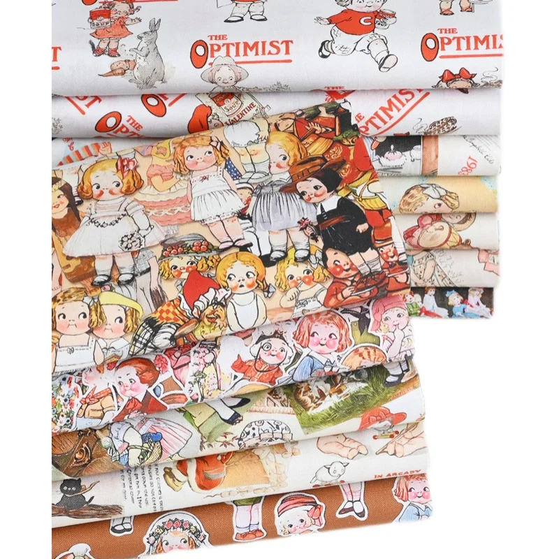 Raggedy Ann Andy Fabric By The Yard,Width 1.1 Meter Cotton Fabric