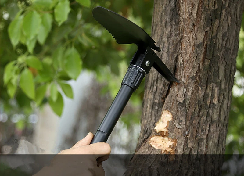 Upgrade 3 in 1 Multifunctional Military Folding Camping Shovel Dig Pickaxe Earth Digger Ice Garden Saw Hoe Snow Spade Scoop  (14)