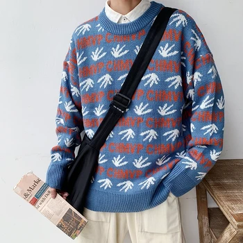 

2019 Winter Men's Round Neck Coats In Warm Knitting Cashmere Sweaters Male Casual Woolen Pullover V-neck Sleeve Single Man Knit