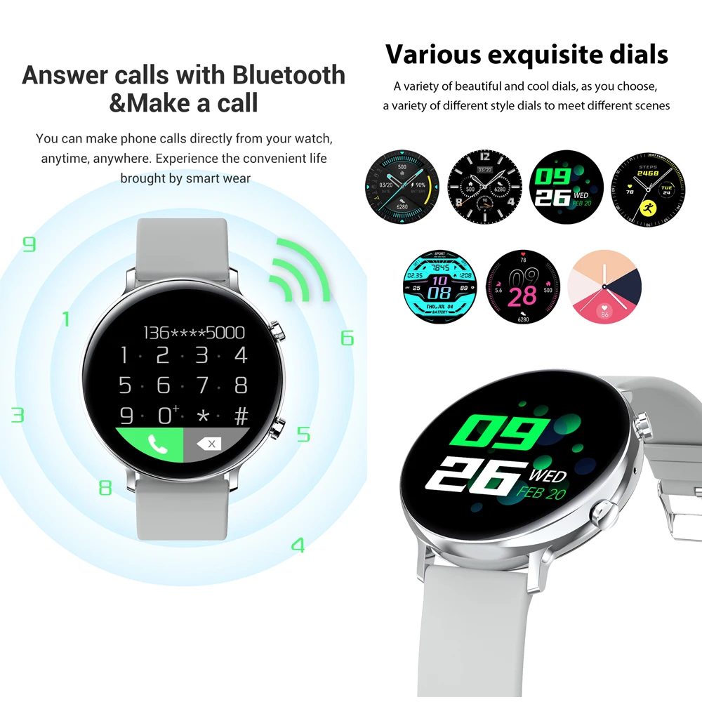 SUOLESHI®Полный сенсорный экран Смарт часы для мужчин 2021 вызовов через Bluetooth HD Экран