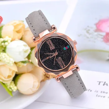 

Luxury simple starry sky ladies watch Plastic case leisure fashion belt quartz watch Clock Relogio Feminino women watches