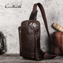 Мужская поясная сумка из натуральной кожи с карманом на молнии для 9.7in ipad, винтажная поясная сумка с металлическим замком, мужской нагрудный ремень