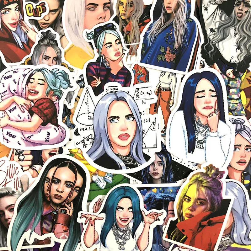 50 шт./упак. Billie Eilish граффити наклейки рок-певец для багажа мотоцикла ноутбук скейтборд Adesivos телефон наклейки автомобиля