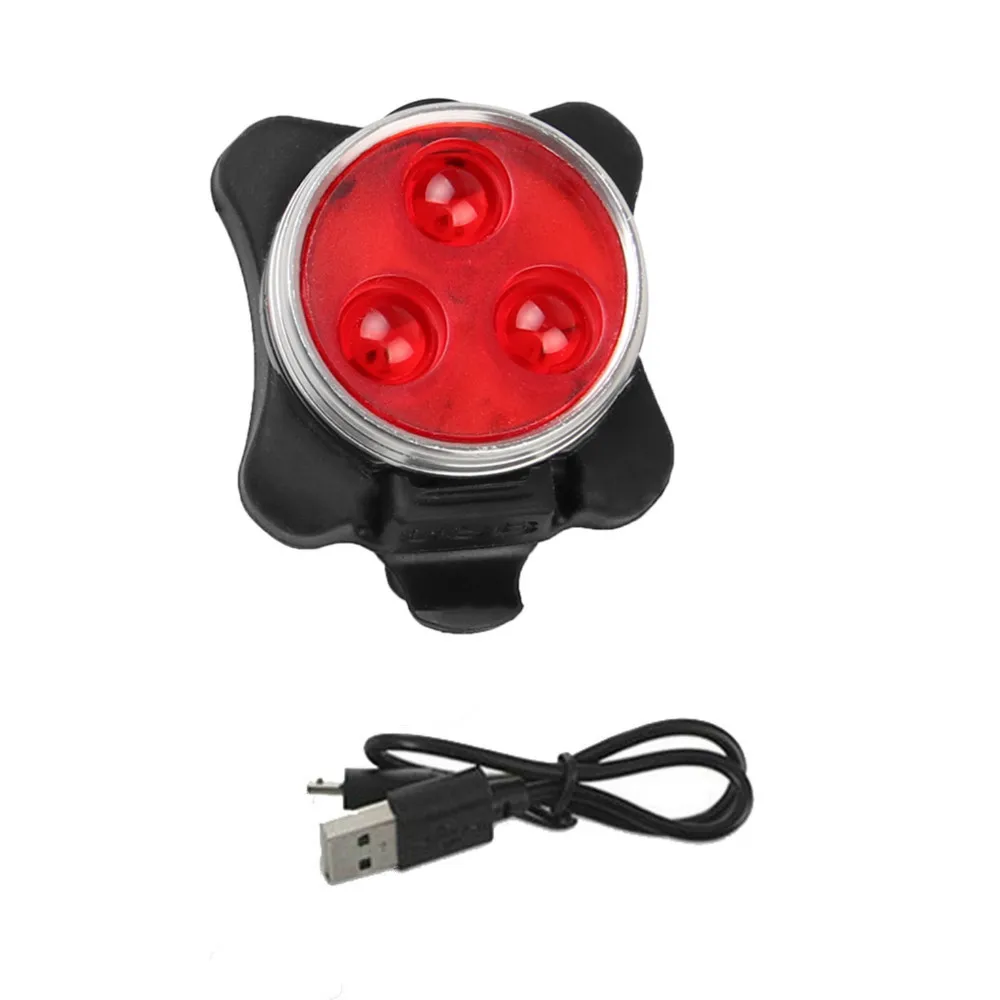USB Перезаряжаемый задний фонарь с клипсой водонепроницаемый высококачественный яркий велосипедный велосипед 3 светодиодный передний светильник 4 режима - Цвет: Красный