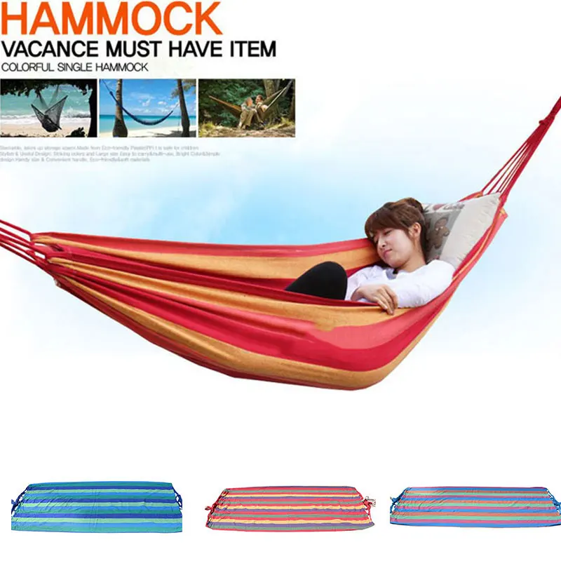 

Strong Hanging Hammock Swing Field Survival Hike 1-2 Person 3 Colors Canvas Explore Tent Outdoor Leisure Hanging Bed