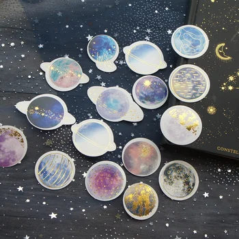 

58pcs Gold Star Planets In The Universe Style PVC Sticker Scrapbooking DIY Gift Packing Label Decoration Tag