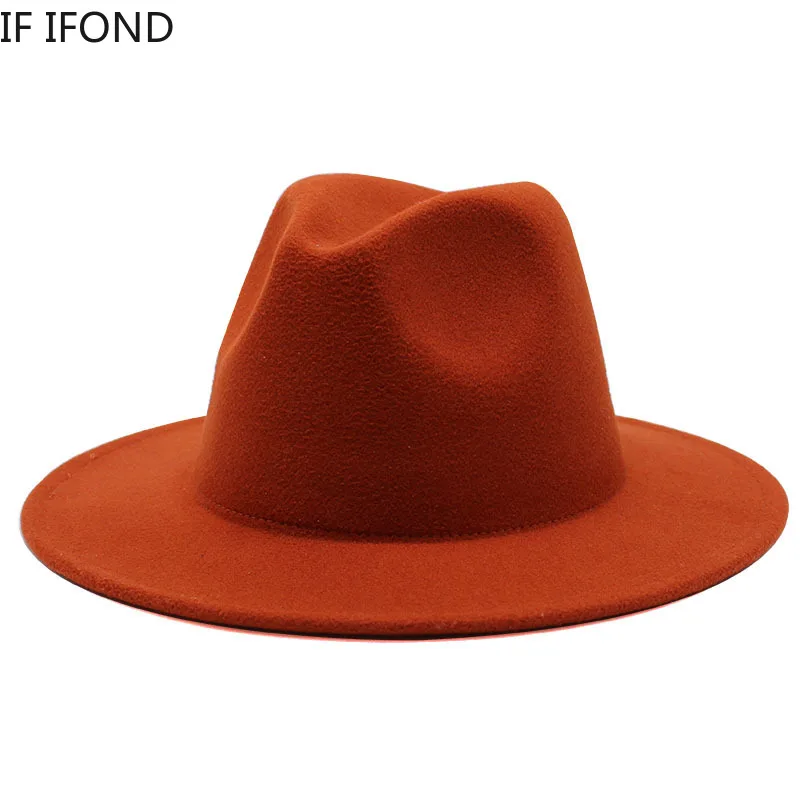 All-match Fedora Hat Autumn Winter Felt Jazz Hats for Women Men