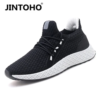

JINTOHO men lightweight blade running shoes shockproof lack up breathable male sneakers height increase walking Gym shoes man