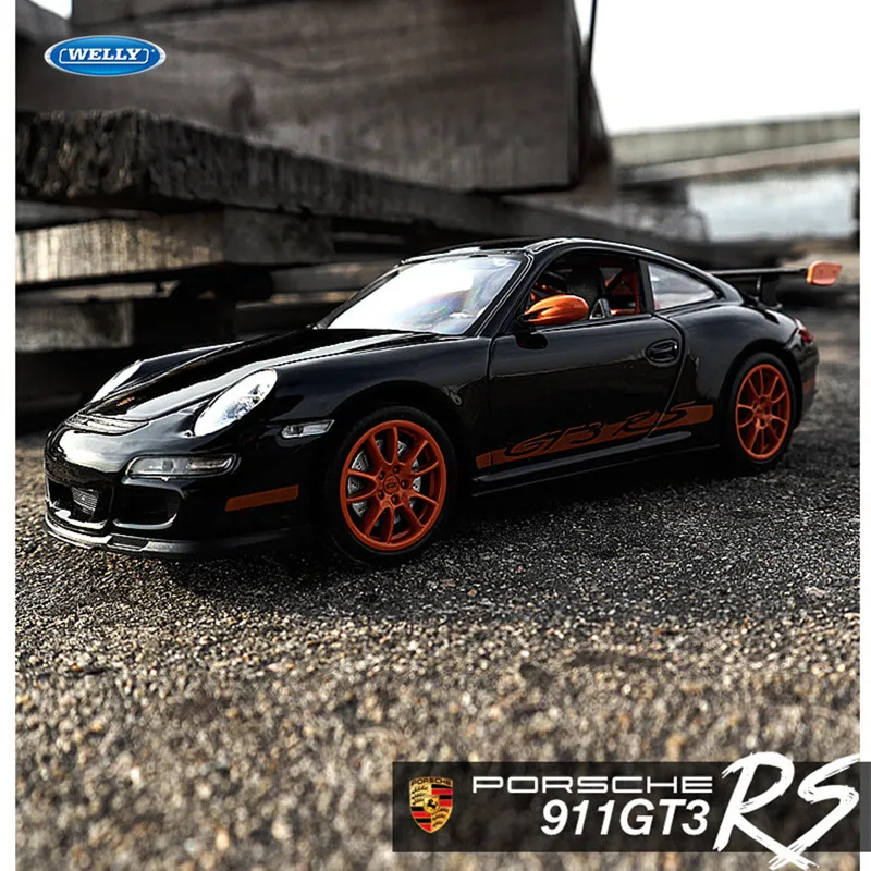Welly 1:24 Porsche 911 GT3 RS blackcar модель автомобиля из сплава Моделирование Украшение автомобиля коллекция Подарочная игрушка Литье под давлением модель игрушка для мальчиков