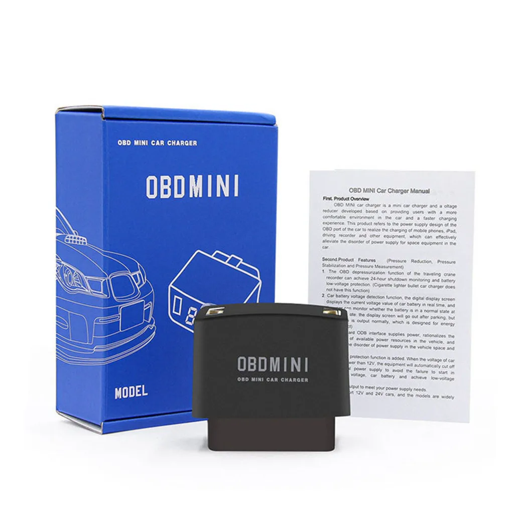 Быстрый Зарядное устройство OBD Мини автомобиль внедорожник 12/24V зарядка через usb 2 Порты Батарея защиты