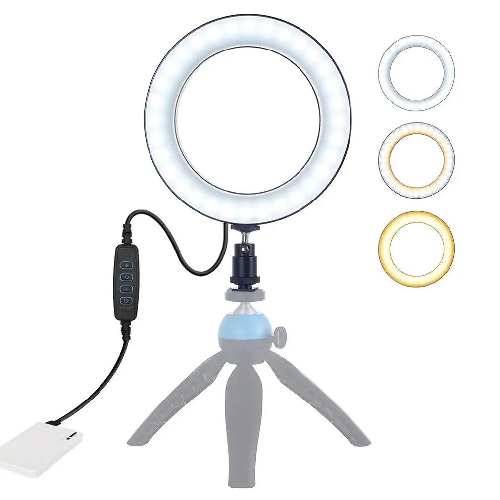 

6.2 Inch Usb 3 Modes Dimmable Led Ring Vlogging Photography Video Lights With Cold Shoe Tripod Ball Head