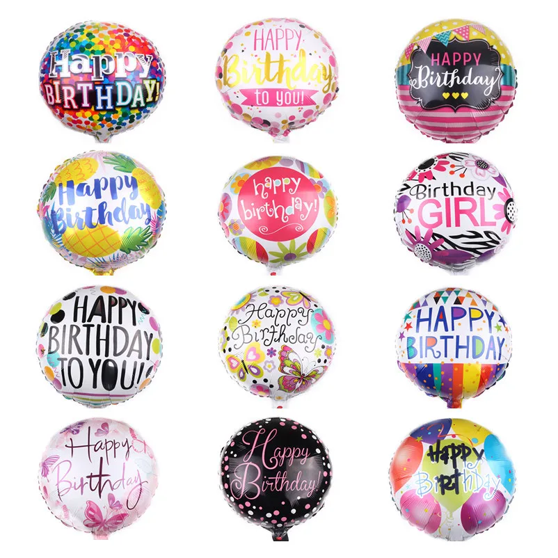 

10pcs/lot 18inch Birthday Round Foil Balloons Cartoon Helium Balloon Happy Birthday Party Decorations Anniversary Decor Globos