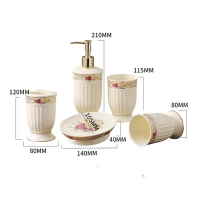 Европейский роскошный набор керамических аксессуаров для ванной комнаты, набор из пяти предметов для мытья, держатель для зубной щетки, Набор чашек для рта, диспенсер для мыла