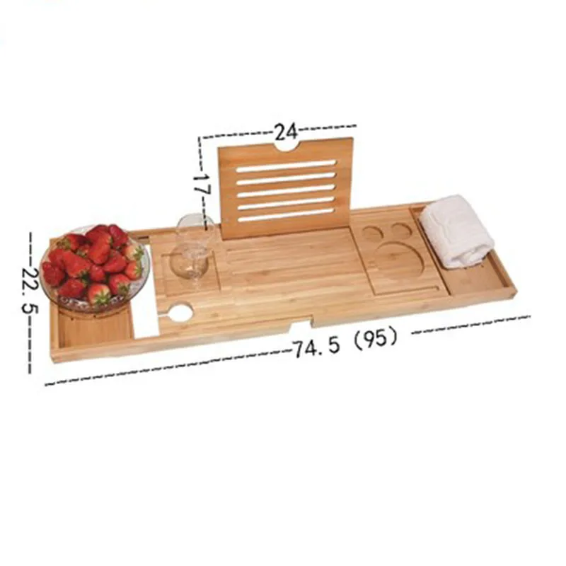 Extendable Bamboo Bathtub Tray Spa Bathtub Caddy Organizer Rack Book Wine Tablet Holder Nonslip Bottom Bath Tub Tray Shelf
