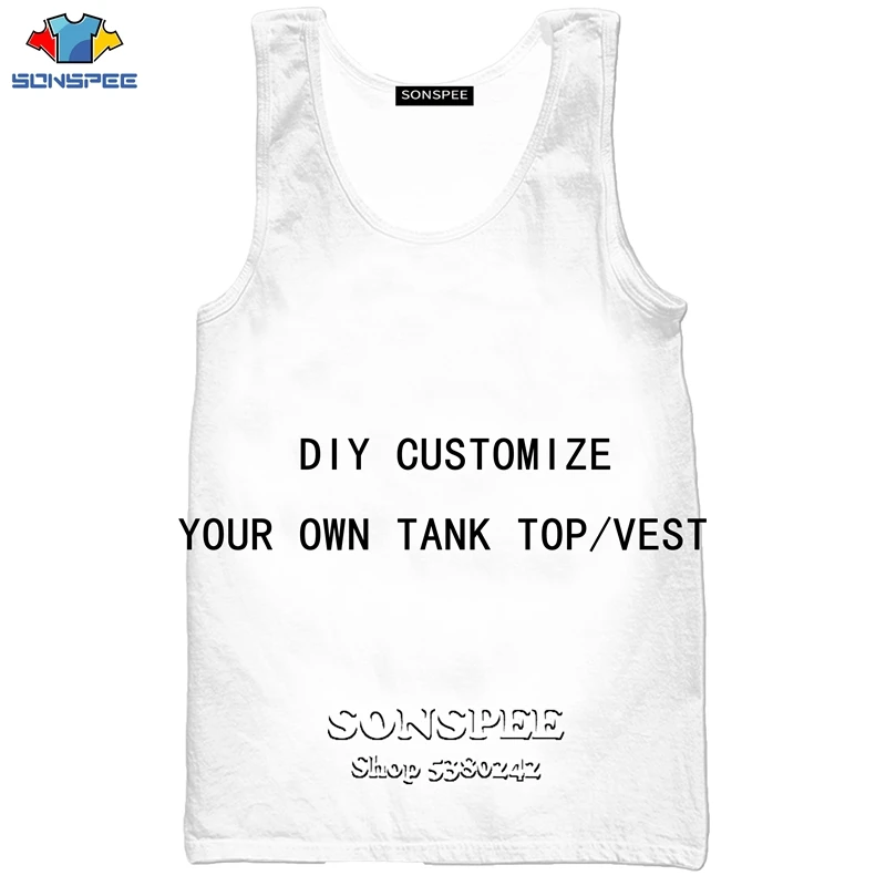 

SONSPEE Customize DIY Your Own Photos/Pictures/Star/Anime/Character/Singer 3D Print Tank Top Vest