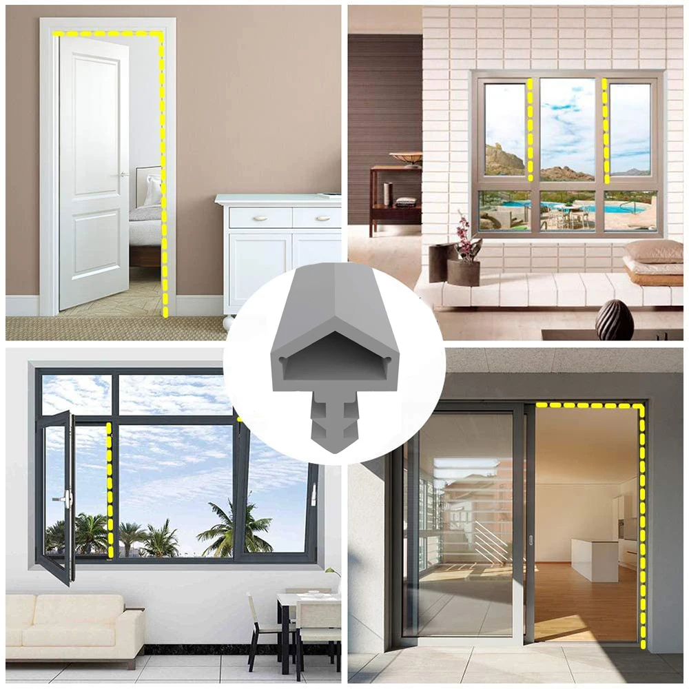 5m Silicone Rubber Door Gap Sealing Strip Sound Insulating Anti Collision Draught Excluder High Quality Home Door Frame Seal door seal strip sealing strip rubber seal strip rubber door weatherstripping door weatherstripping silicone seal strip