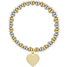 Серебряный/золотой браслет из нержавеющей стали с пустым сердцем для гравировки 6 мм/8 мм браслет с большим шаром зеркальная полировка 5 шт