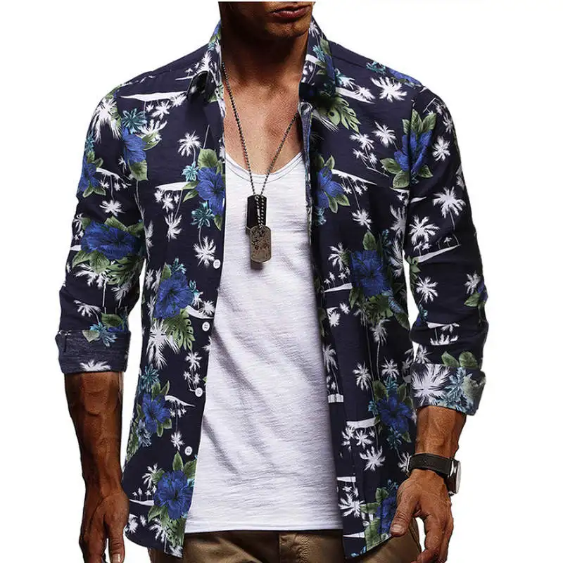 Мужские рубашки весенние мужские повседневные Camisa Masculina с принтом насекомых облегающие Гавайские рубашки с длинными рукавами