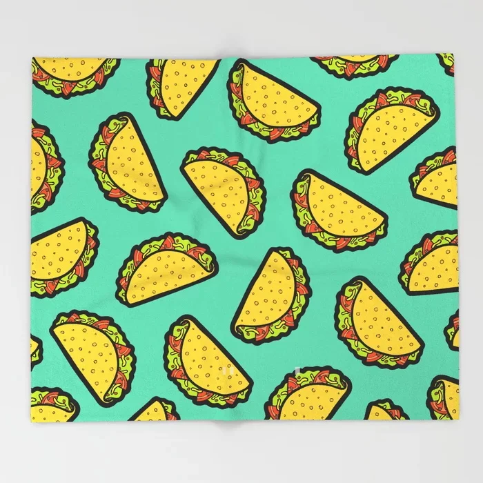 Tortilla Blanket It's Taco Time! Fleece Blankets and Throw for Plane Travel Christmas Decorations Home | Дом и сад