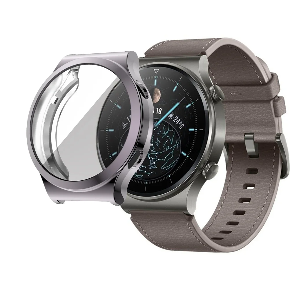 FIFATA TPU Protective Watch Case with Full Screen Cover and Edge Frame for Huawei Watch GT 2 Pro