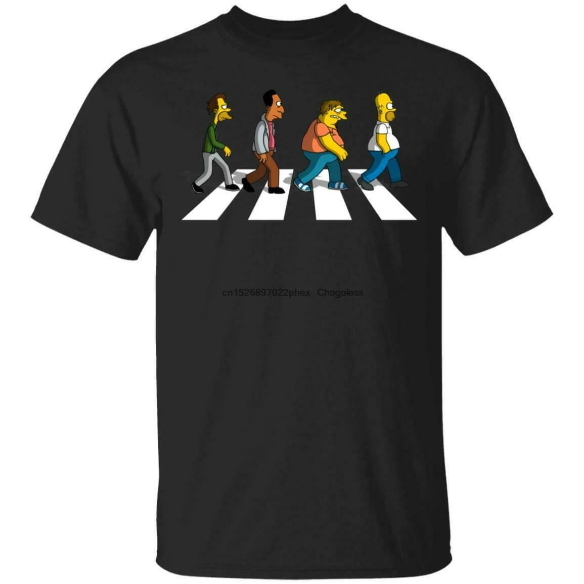 Смешная черная футболка Abbey Road The Springfied Music Cartoon пародия | Мужская одежда