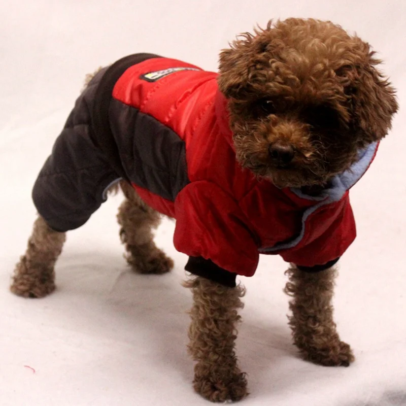 Зимняя одежда для домашних животных, теплое пальто для собак с капюшоном для чихуахуа, французского бульдога, 4 ноги, хлопковая стеганая одежда для домашних животных