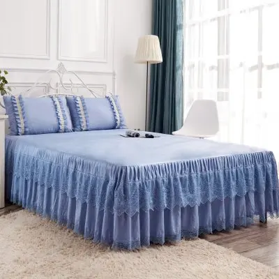 Bedding 1 piece set new lace bed cover fashion bed skirt thick sheets 2 pillowcase / double bed single bed dust ruffle 5 colors