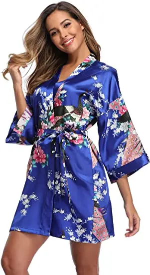 Fashion Satin Robe Female Bathrobe Sexy peignoir femme Silk Kimono Bride Dressing gown sleepwear Night Grow For Women