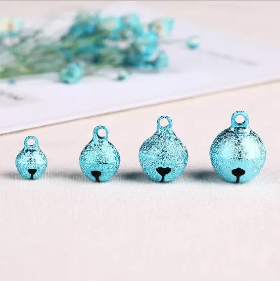 10 шт. DIY новогодние украшения для рождественской елки украшения золотые колокольчики из сплава открытие рождественские колокольчики для домашних животных - Цвет: Небесно-голубой