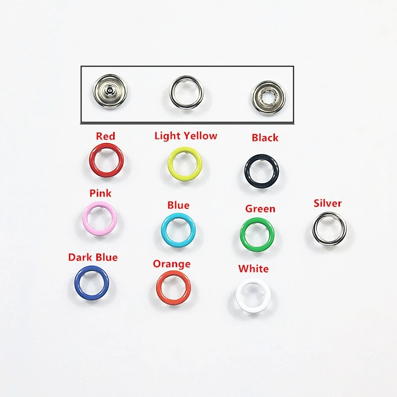 100 комплектов 10 цветов металлические швейные пуговицы кнопки стандартные