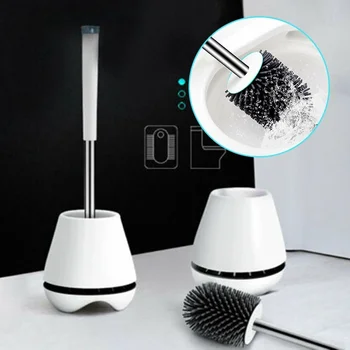 

Bathroom Toilet Brush Cleaning Brush Silicone Soft Brush Base and Holder Wc Cleaning Set Accessories Bathroom Cleaning Tools