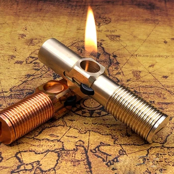 

Encendedor de aceite de tornillo de laton hecho a mano Vintage coleccion encendedor de cigarrillos 79*18mm 120g
