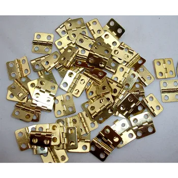 

50PCS 12x13mm Yellow Antique Vintage Cabinet Door Luggage Hinges 4 Large Holes Decors Furniture Decoration Old Style