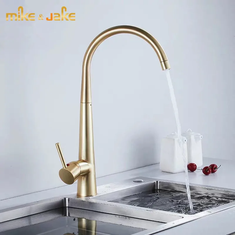 Gold brass brush kitchen faucet hot and cold sink classic kitchen tap mixer brush gold sink water mixer kitchen faucets