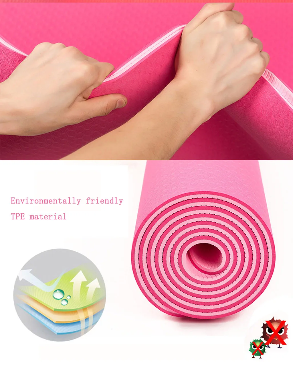 

Yoga Mat Classic Pro Yoga Mat TPE Eco Friendly Non Slip Fitness Exercise Mat Eco-friendly Dampproof Sleeping Mattress #BZ