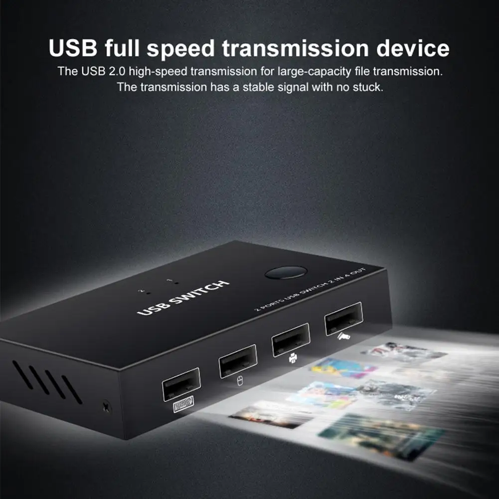 Переключатель 2 в 4 Выход коммутатор 2 монитора Обмен USB принтер устройство обмена для различных USB устройств для клавиатуры мышь# B