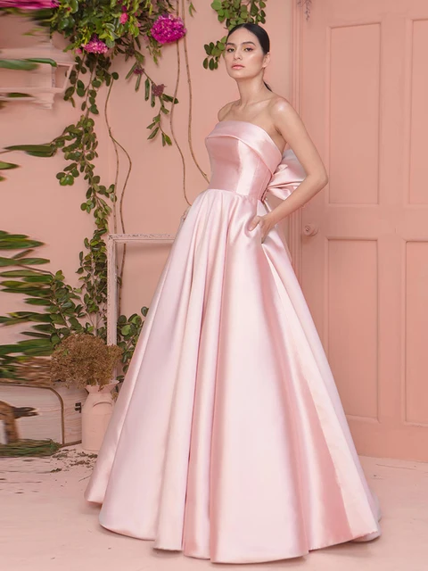 pink satin party dress