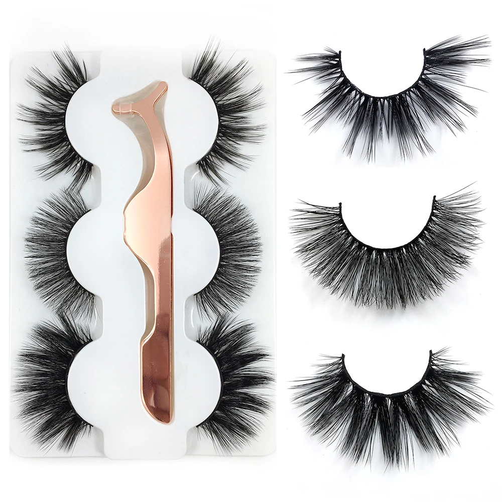 

3D False Eyelashes, 3D Faux Mink Fake Eyelashes Handmade Dramatic Thick Crossed Cluster False Eyelashes Black Nature Fluffy Long