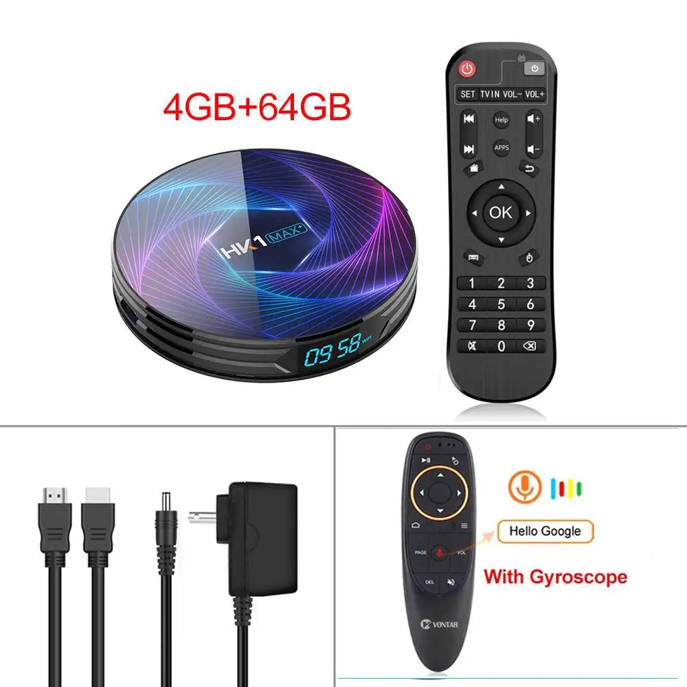 4GB64GB G10 RK3368 PRO Android 9.0 TV Box 4GB RAM 128GB ROM HK1 MAX Plus Octa Core 8G/32G/64G Smart Set Top Box Google Play Netflix Youtube - Цвет: 4GB64GB G10