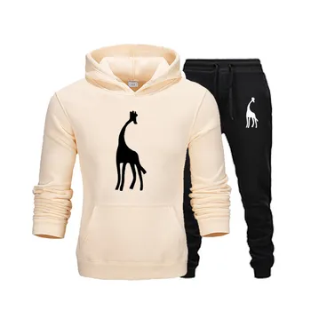

Casual Tracksuit Men 2 Pieces Sets Hooded Sweatshirts Spring Men's Clothes Pullover Hoodies Pants Suit Ropa Hombre Plus Size