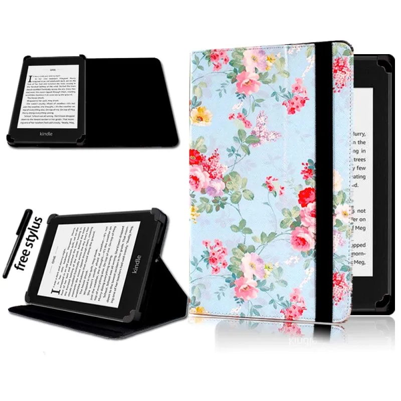 KK&LL для Amazon Kindle 4/5/7/8/9 Paperwhite 1/2/3/4/Kindle Fire HD 6 дюймов 4th/5th Gen Кожаная подставка для планшета Чехол-книжка чехол - Цвет: Flower