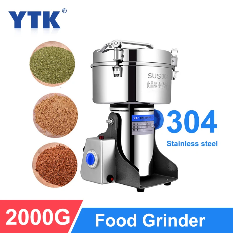 YTK 2000 г кофемолка из нержавеющей стали мельница для порошка муки шлифовальная