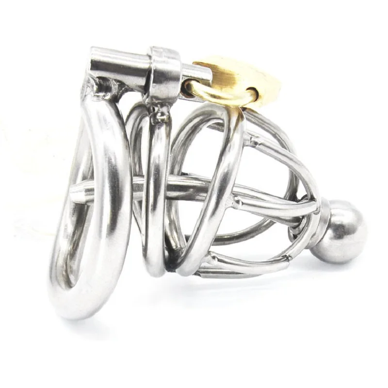 

Stainless Steel Male Chastity Device Cock Cage Metal Penis Ring Small Locking Belt Urethral Catheter Bondage Sex Toys for Men