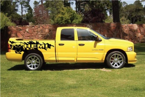 Для 1 комплект 2 шт. HEMI Dodge Ram Splash Grunge логотип черепа виниловая наклейка Графический светоотражающий автомобильный Стайлинг