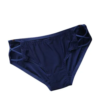 

2020 Bandage Deign Hollow Out Silk Sexy Panties Women Solid Low-rise Underwear Female Lingerie Crotch Cotton Briefs Intimates