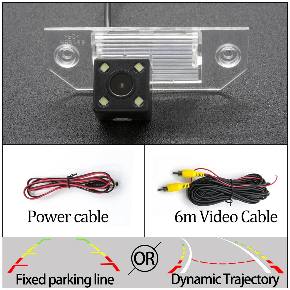 Фиксированная или динамическая траектория Автомобильная камера заднего вида для Ford Mondeo C-Max Focus/Focus 2 Fiesta S-MAX автомобиля Revers принадлежности для парковки - Color Name: 4LED Camera Only