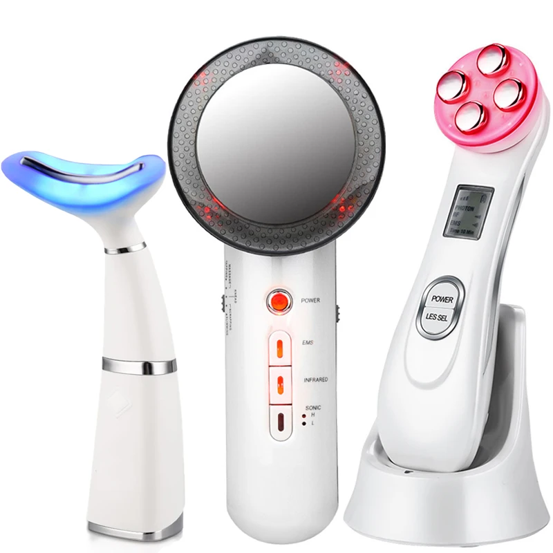 EMS Mesotherapy RF Radio Frequency Facial Beauty + LED Photon Heat Neck Lifting Anti-Wrinkle + Infrared Body Slimming Massager
