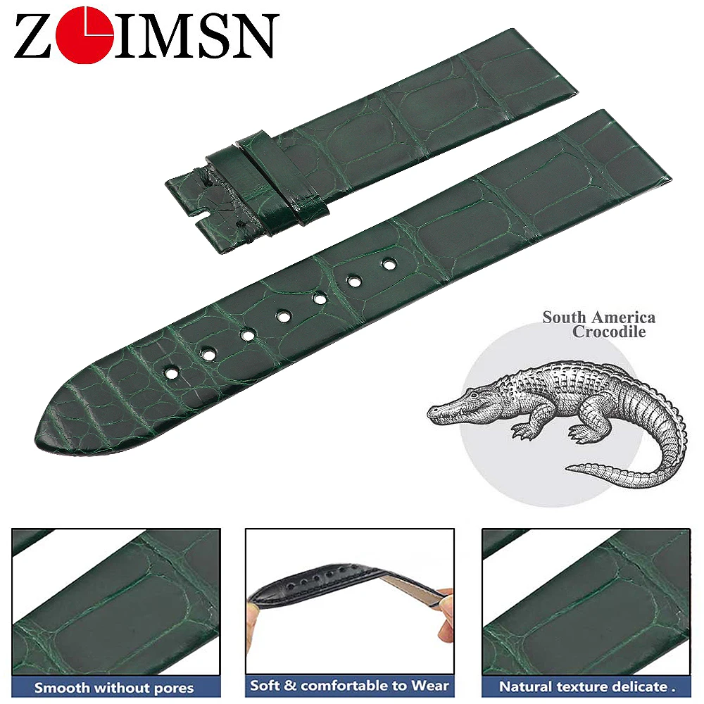 ZLIMSN Genuine Crocodile leather Watch Band Thin 16mm for Chopin Providing Private Customization Service Alligator Strap | Наручные часы